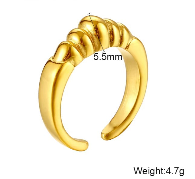 Aretas European and American 316l Stainless Steel Gold-Plated Statement Ring Headband