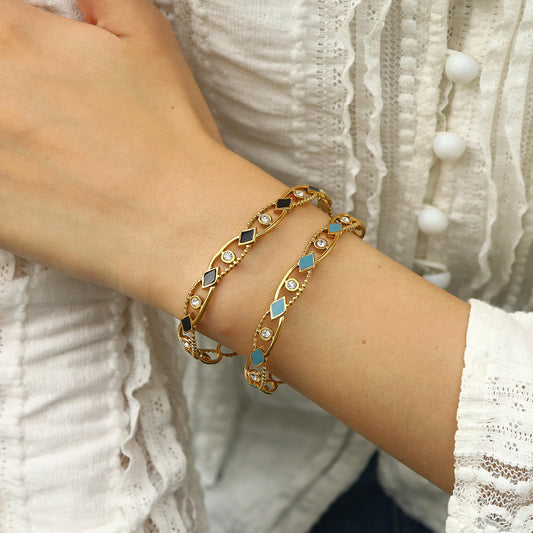 Retro Geometric 18K Gold Plated Stainless Steel Cuff Bracelet