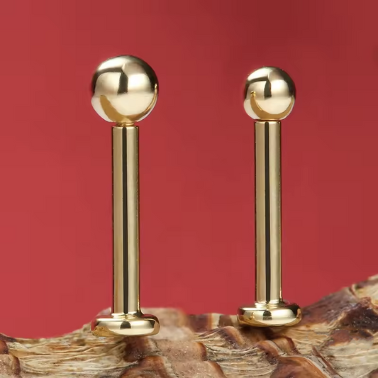 18K Gold-Plated Barbell Nose Stud — Minimalist Piercing Jewelry