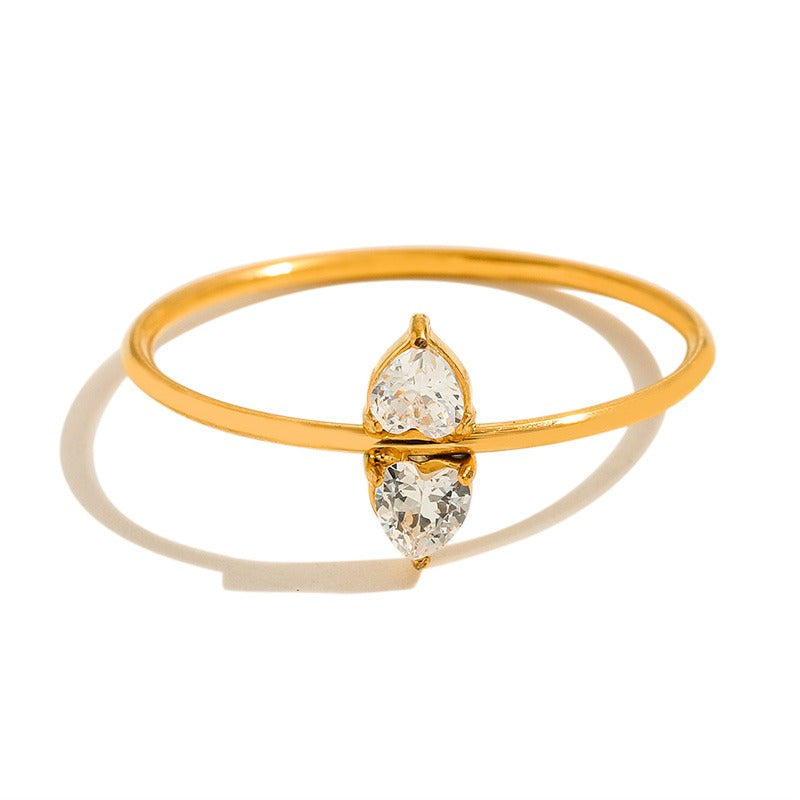 8k Gold Plated Non Tarnish Jewelry Stainless Steel Dainty Zircon Ring