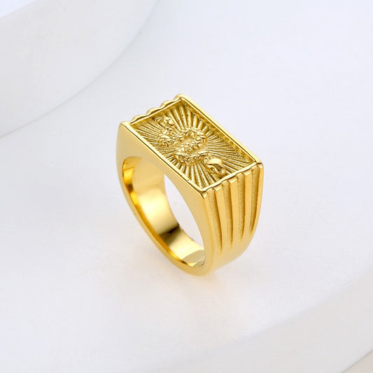 Steel Retro square Snake Ring for Unisex with Stylish Minimalist Personality